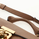 Chloe Elsie Hand Bag Leather 2way Beige Gold Auth BA8869-14