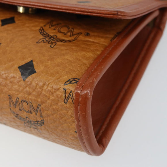 MCM Logogram Vicetos Shoulder Bag PVC Leather Brown Gold Auth BA8870