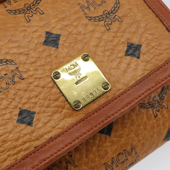 MCM Logogram Vicetos Shoulder Bag PVC Leather Brown Gold Auth BA8870