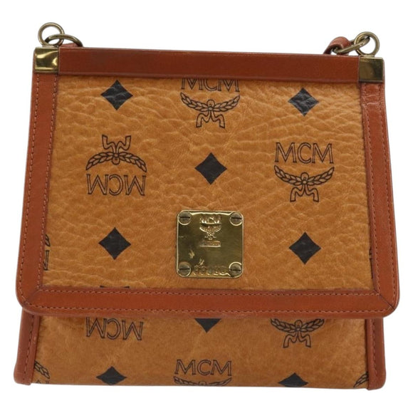 MCM Logogram Vicetos Shoulder Bag PVC Leather Brown Gold Auth BA8870
