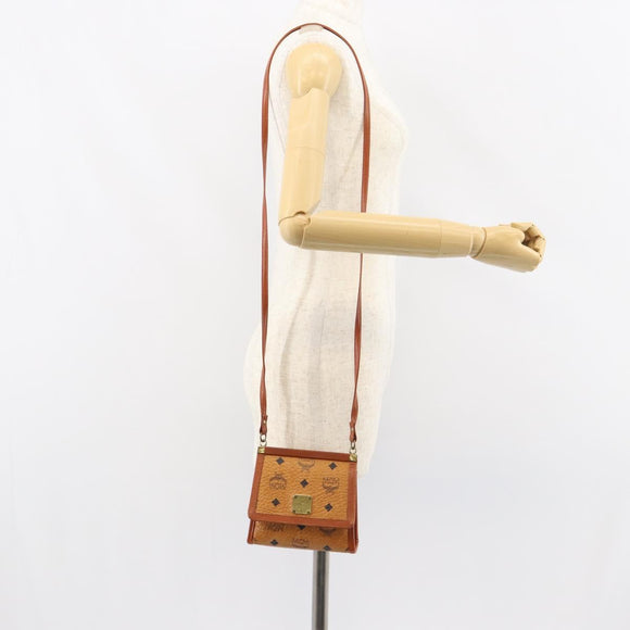 MCM Logogram Vicetos Shoulder Bag PVC Leather Brown Gold Auth BA8870