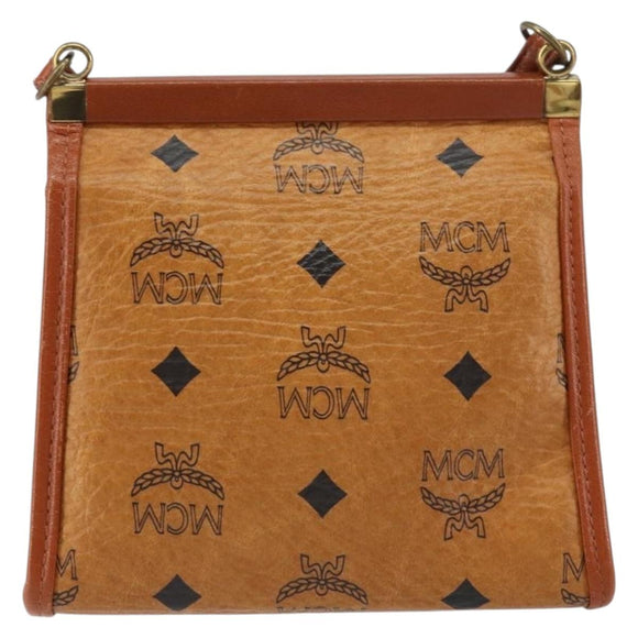 MCM Logogram Vicetos Shoulder Bag PVC Leather Brown Gold Auth BA8870