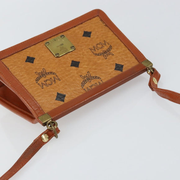 MCM Logogram Vicetos Shoulder Bag PVC Leather Brown Gold Auth BA8870