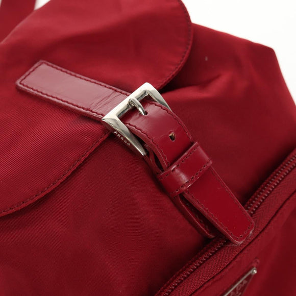 PRADA Backpack Nylon Red Silver Auth BA8871