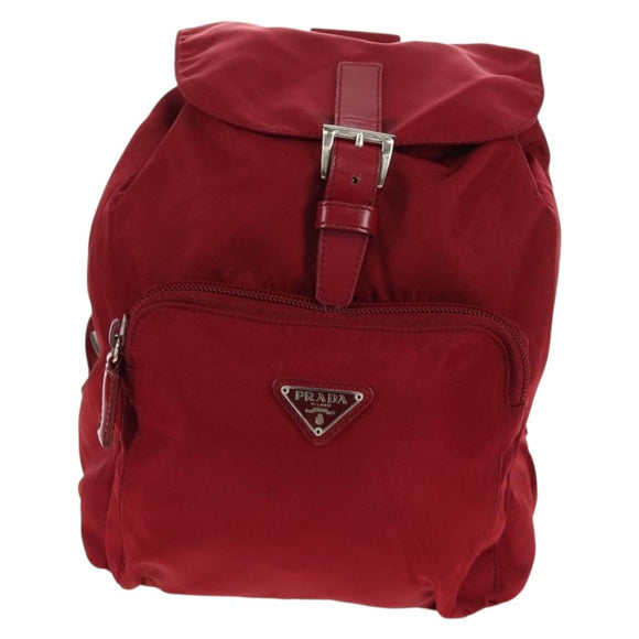 PRADA Backpack Nylon Red Silver Auth BA8871