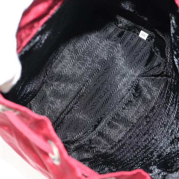 PRADA Backpack Nylon Red Silver Auth BA8871