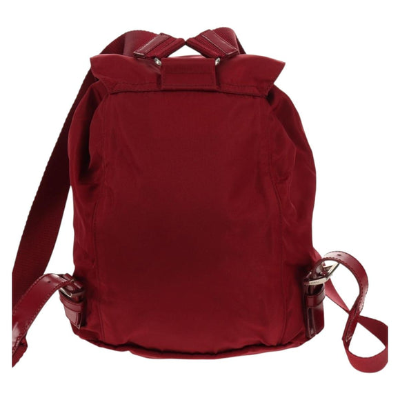 PRADA Backpack Nylon Red Silver Auth BA8871