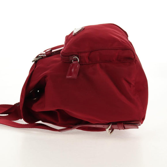 PRADA Backpack Nylon Red Silver Auth BA8871