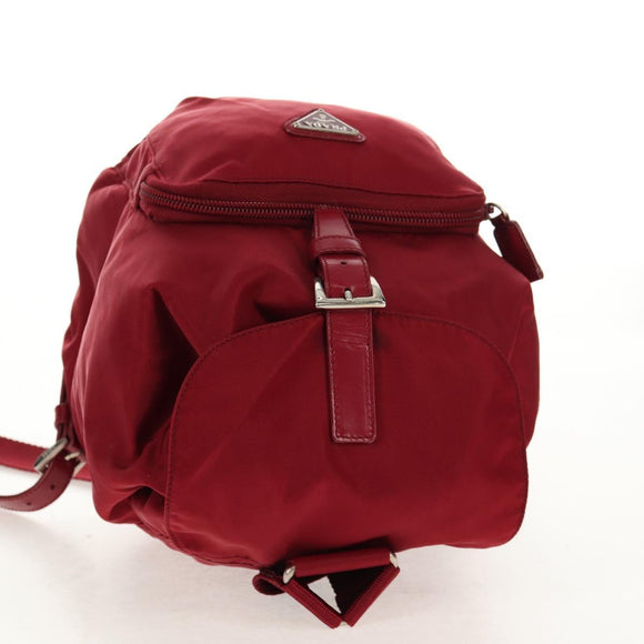 PRADA Backpack Nylon Red Silver Auth BA8871
