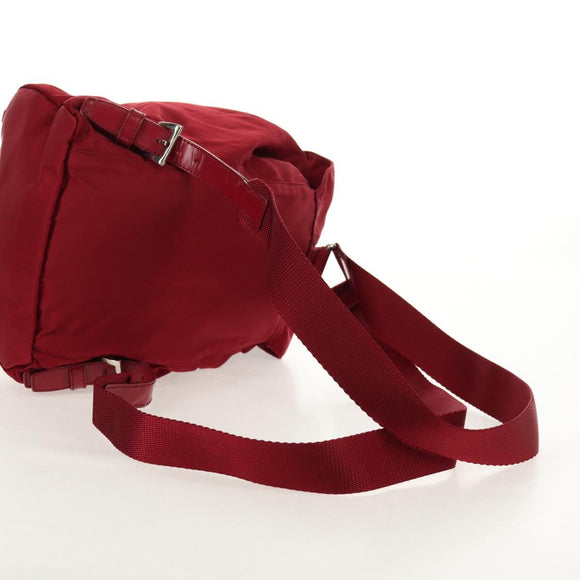 PRADA Backpack Nylon Red Silver Auth BA8871