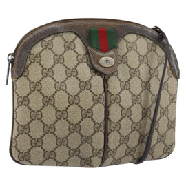 GUCCI GG Supreme Web Sherry Line Bag PVC Beige Gold 904 02 047 Auth BA8872