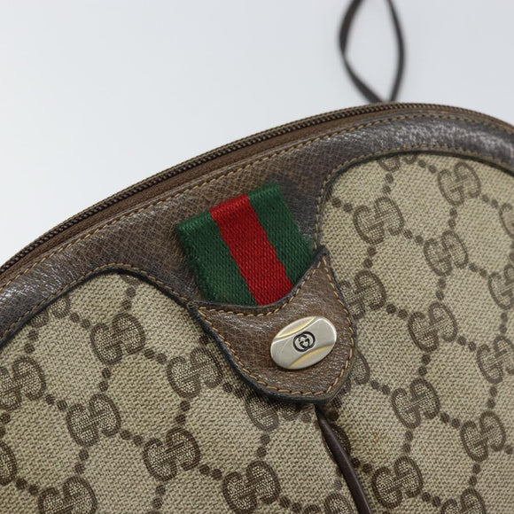 GUCCI GG Supreme Web Sherry Line Bag PVC Beige Gold 904 02 047 Auth BA8872