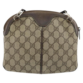 GUCCI GG Supreme Web Sherry Line Bag PVC Beige Gold 904 02 047 Auth BA8872 - 0