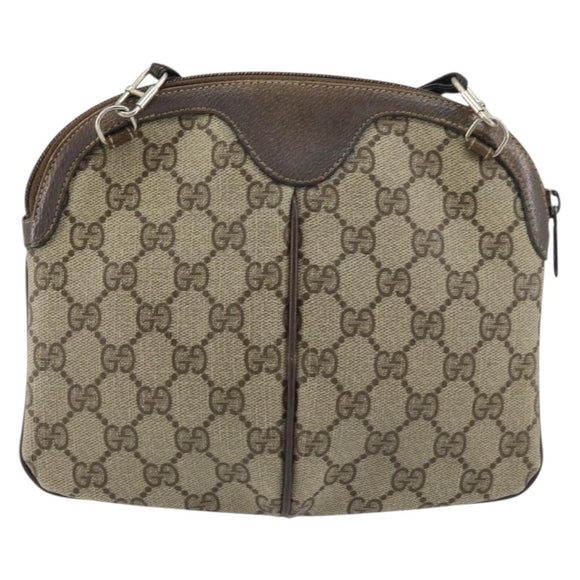 GUCCI GG Supreme Web Sherry Line Bag PVC Beige Gold 904 02 047 Auth BA8872