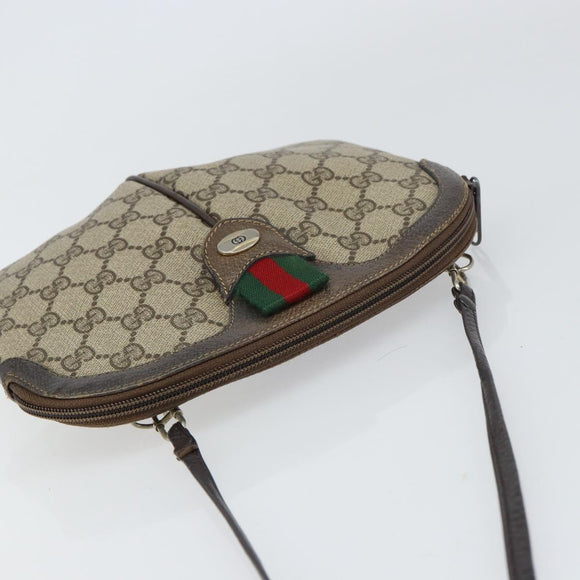 GUCCI GG Supreme Web Sherry Line Bag PVC Beige Gold 904 02 047 Auth BA8872