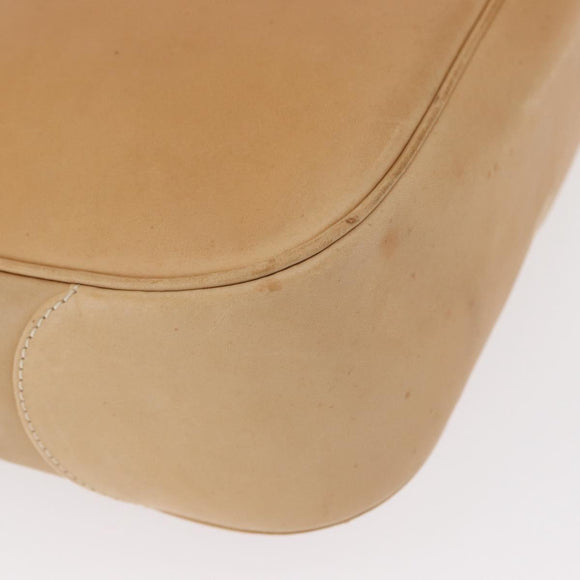 Salvatore Ferragamo Gancini Shoulder Bag Leather Beige Silver Auth BA8874