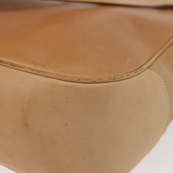 Salvatore Ferragamo Gancini Shoulder Bag Leather Beige Silver Auth BA8874