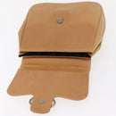 Salvatore Ferragamo Gancini Shoulder Bag Leather Beige Silver Auth BA8874-15