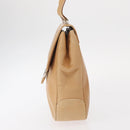 Salvatore Ferragamo Gancini Shoulder Bag Leather Beige Silver Auth BA8874-4