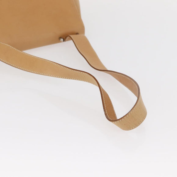 Salvatore Ferragamo Gancini Shoulder Bag Leather Beige Silver Auth BA8874