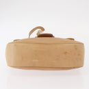 Salvatore Ferragamo Gancini Shoulder Bag Leather Beige Silver Auth BA8874-9