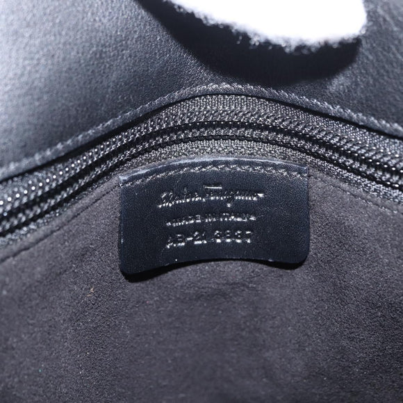 Salvatore Ferragamo Gancini Tote Bag Leather Black Auth BA8875