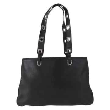 Salvatore Ferragamo Gancini Tote Bag Leather Black Auth BA8875 - 0