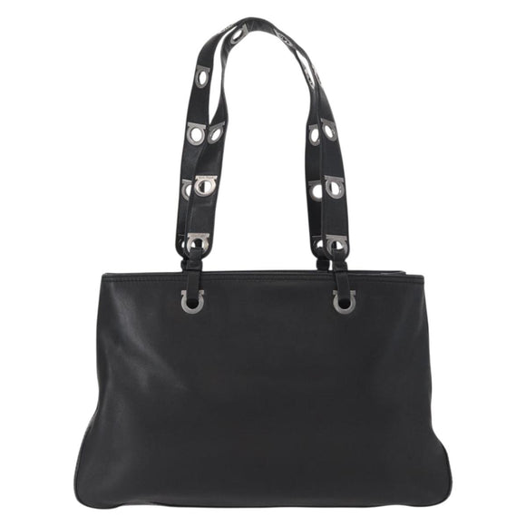 Salvatore Ferragamo Gancini Tote Bag Leather Black Auth BA8875