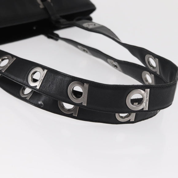 Salvatore Ferragamo Gancini Tote Bag Leather Black Auth BA8875