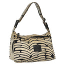 CHANEL Sports Shoulder Bag Nylon White Black CC Auth BA888-1