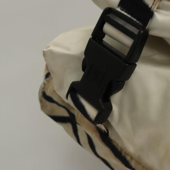 CHANEL Sports Shoulder Bag Nylon White Black CC Auth BA888