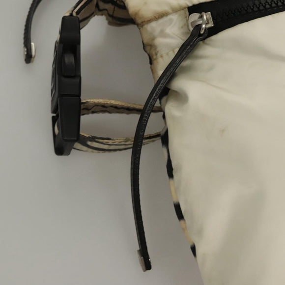 CHANEL Sports Shoulder Bag Nylon White Black CC Auth BA888