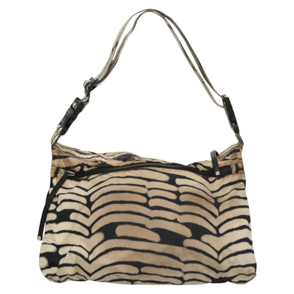 CHANEL Sports Shoulder Bag Nylon White Black CC Auth BA888