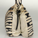 CHANEL Sports Shoulder Bag Nylon White Black CC Auth BA888-5