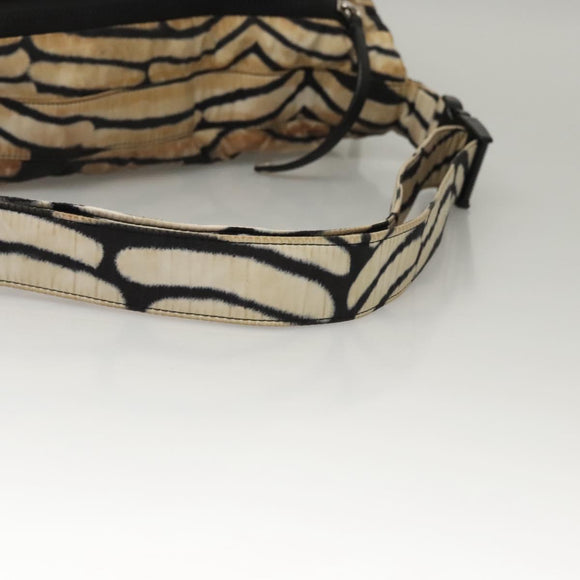 CHANEL Sports Shoulder Bag Nylon White Black CC Auth BA888