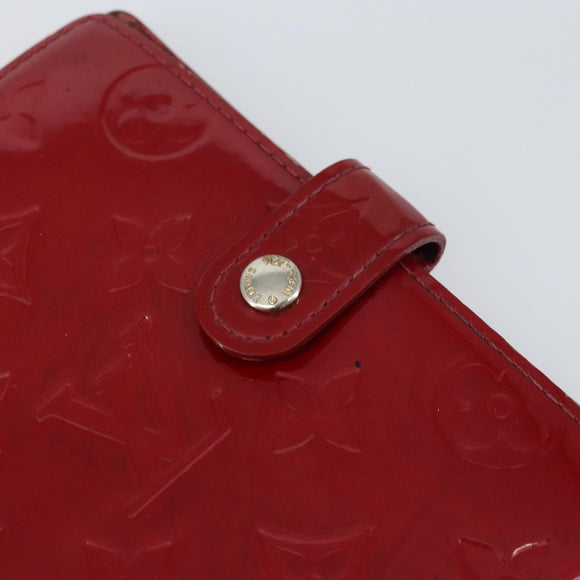 LOUIS VUITTON Monogram Vernis Agenda PM Day Planner Cover Red R21016 Auth BA8895