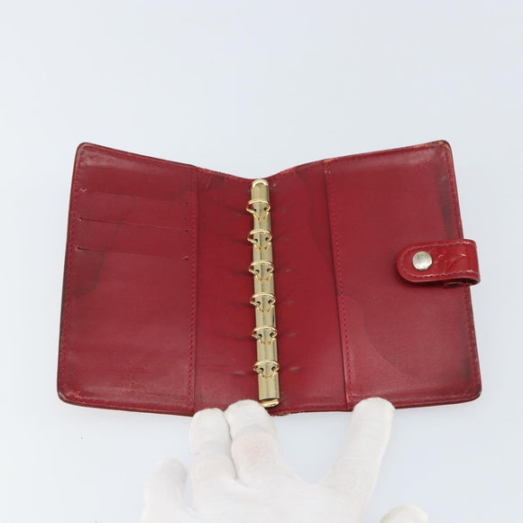 LOUIS VUITTON Monogram Vernis Agenda PM Day Planner Cover Red R21016 Auth BA8895