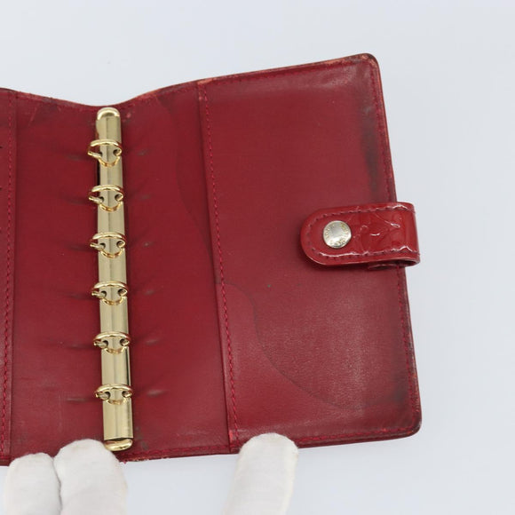LOUIS VUITTON Monogram Vernis Agenda PM Day Planner Cover Red R21016 Auth BA8895