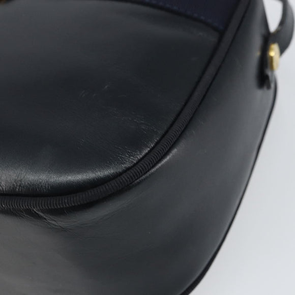 Salvatore Ferragamo Vala Shoulder Bag Leather Navy Gold Auth BA8897