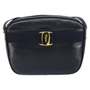Salvatore Ferragamo Vala Shoulder Bag Leather Navy Gold Auth BA8897-13