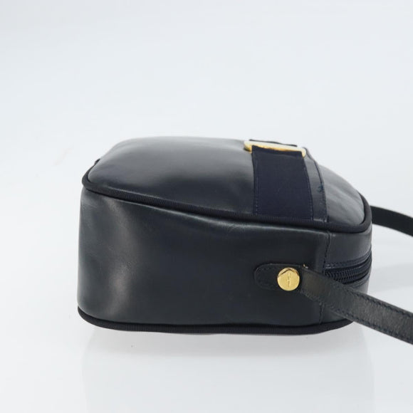 Salvatore Ferragamo Vala Shoulder Bag Leather Navy Gold Auth BA8897