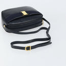 Salvatore Ferragamo Vala Shoulder Bag Leather Navy Gold Auth BA8897-7