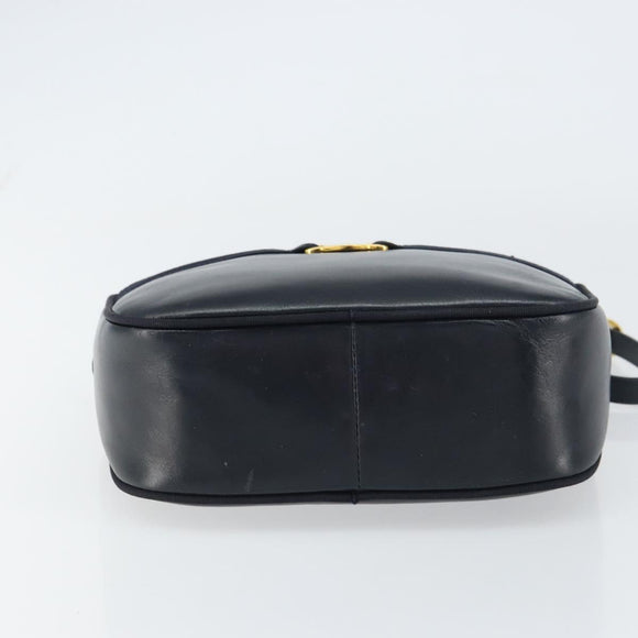 Salvatore Ferragamo Vala Shoulder Bag Leather Navy Gold Auth BA8897