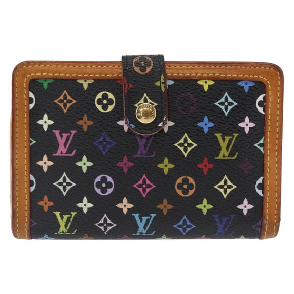 LOUIS VUITTON Multicolor Portefeuille Viennois Wallet Black M92988 Auth BA8902