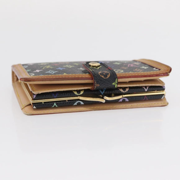 LOUIS VUITTON Multicolor Portefeuille Viennois Wallet Black M92988 Auth BA8902