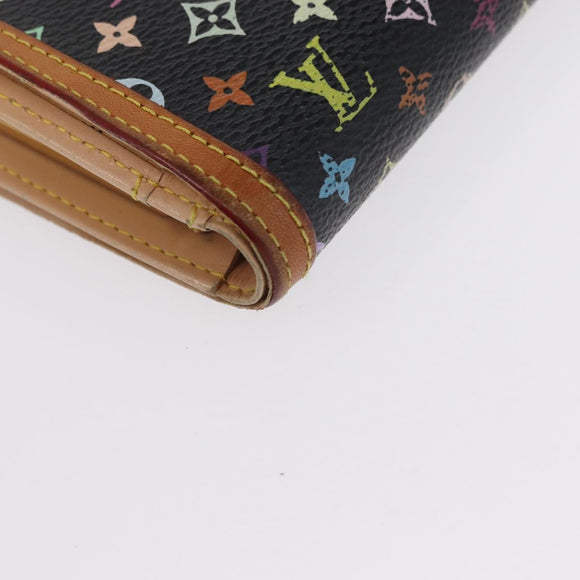 LOUIS VUITTON Multicolor Portefeuille Viennois Wallet Black M92988 Auth BA8902
