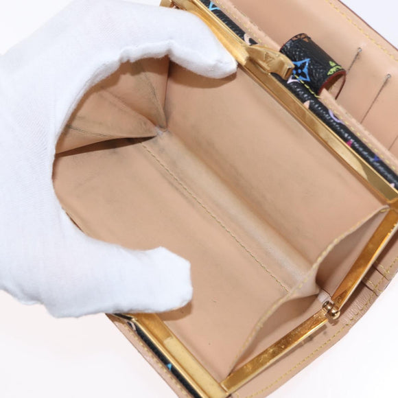 LOUIS VUITTON Multicolor Portefeuille Viennois Wallet Black M92988 Auth BA8903