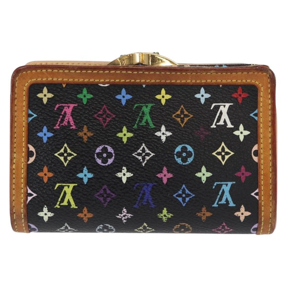 LOUIS VUITTON Multicolor Portefeuille Viennois Wallet Black M92988 Auth BA8903