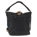Chloe Paddington Shoulder Bag Leather Black Gold Silver Auth BA8905-1