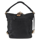 Chloe Paddington Shoulder Bag Leather Black Gold Silver Auth BA8905-13